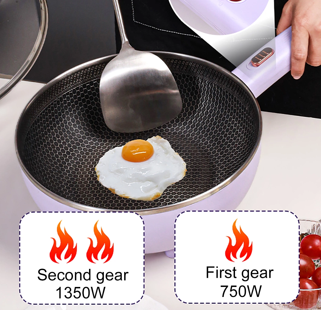 4.5L Intelligent Integrated Honeycomb Non-Stick Steel Household Long Handle Electric Frying Pan
