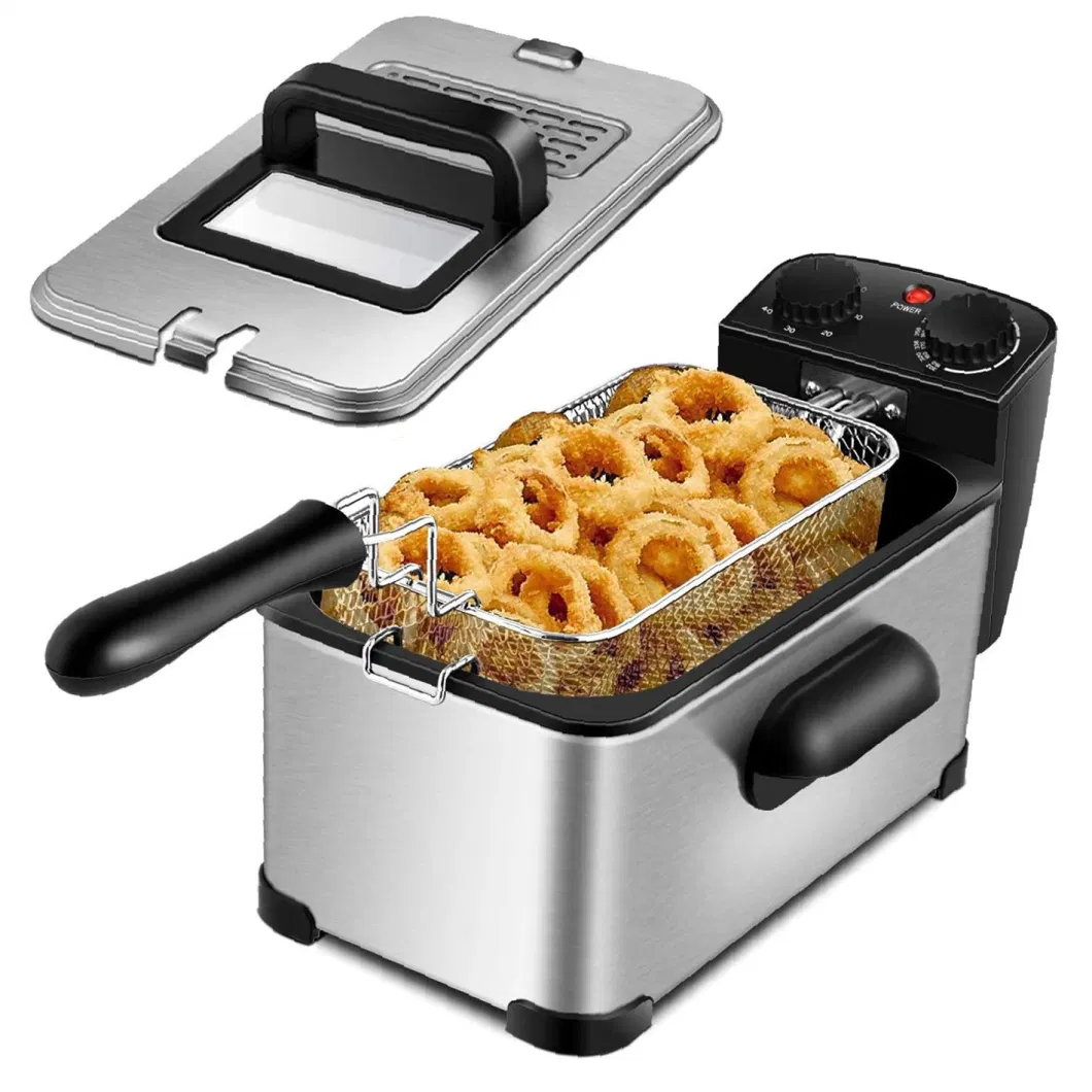 3L 2000W Electric S/S Deep Fryer with One Basket and Stainless Steel Housing