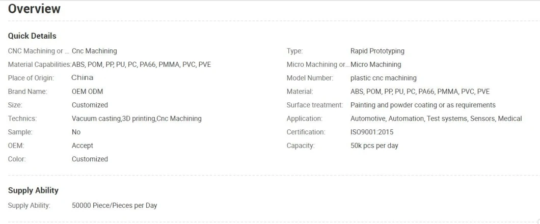 OEM ODM Non-Standard Part Custom Part Precision CNC Plastic Machining Turned Components