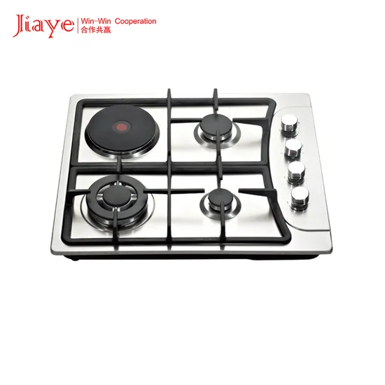 Ss Steel Panel Electric Cooker with 4 Gas Burner 